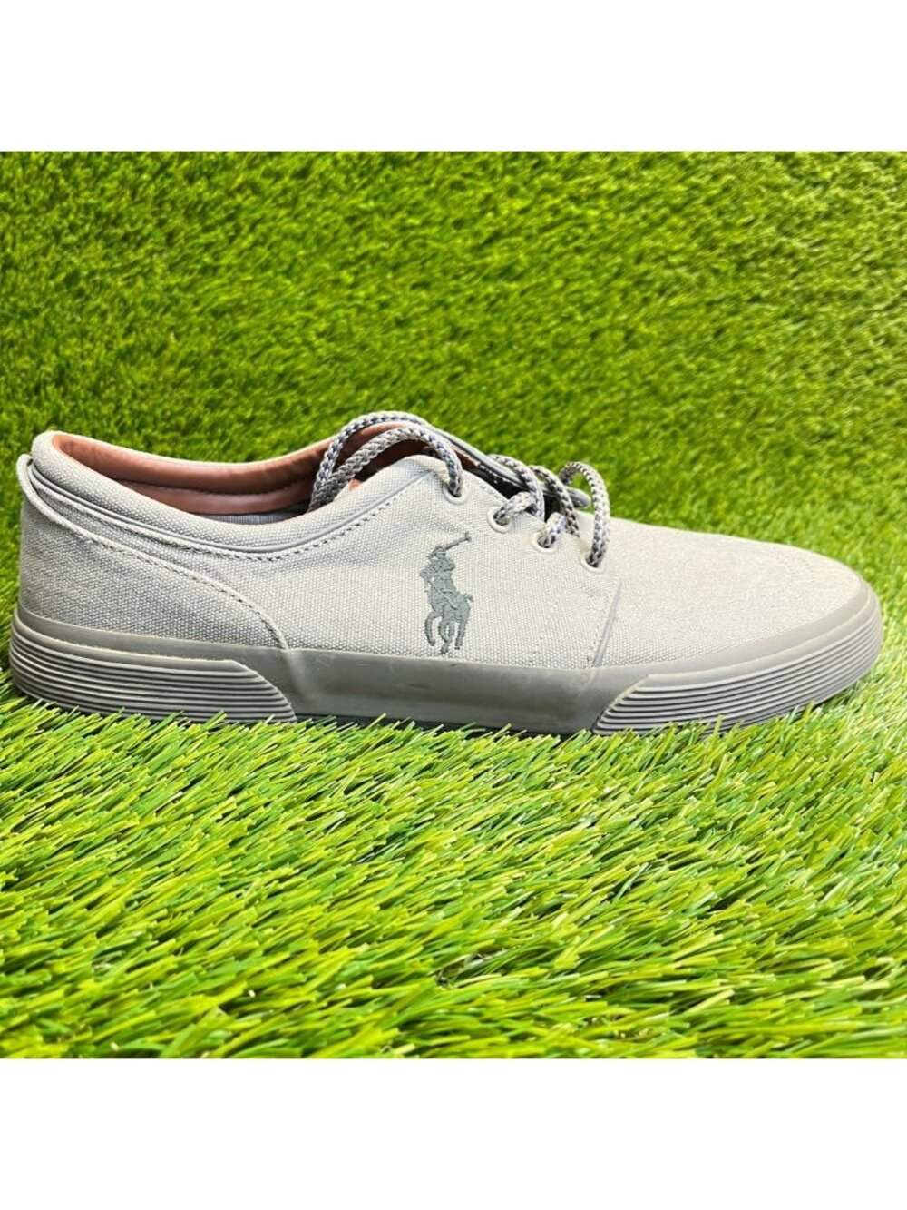 Polo Ralph Lauren Faxon Low Mens Size 11.5 Gray Casual Canvas Shoes Sneakers